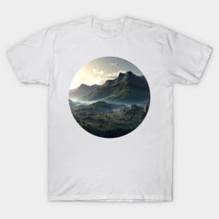 Beautiful mountain landscape in the fog T-Shirt